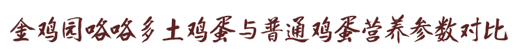 金鸡园咯咯多土鸡蛋与普通鸡蛋营养参数对比